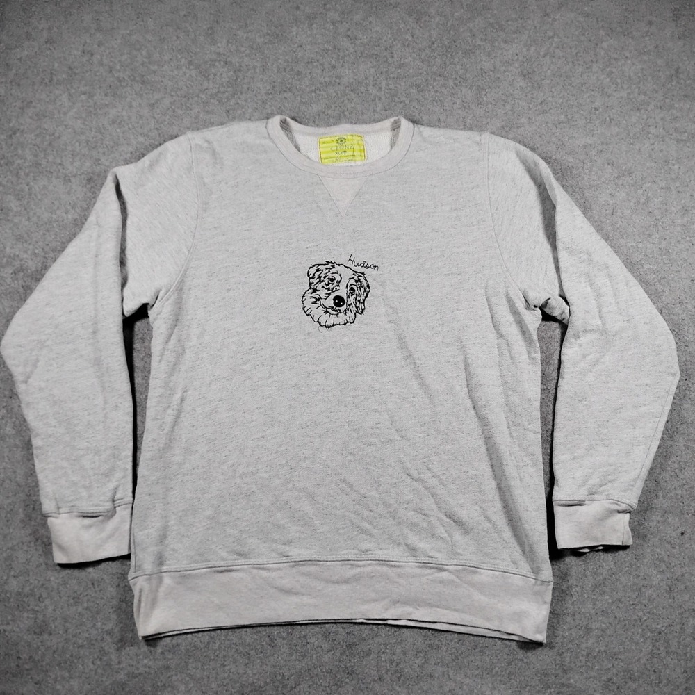 C.Bonz x STAUD Women's XL Gray Custom Embroidered Dog Hudson Crewneck Sweatshirt